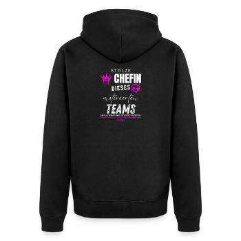 Stolze Chefin motiviertes Team Chefin Geschenke - Unisex Premium Organic Zip Hoodie - black - Back - Nico (187cm)