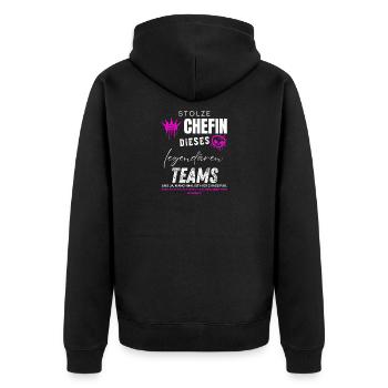 Stolze Chefin legendäres Team Chefin Geschenke - Unisex Premium Organic Zip Hoodie - black - Back - Nico (187cm)