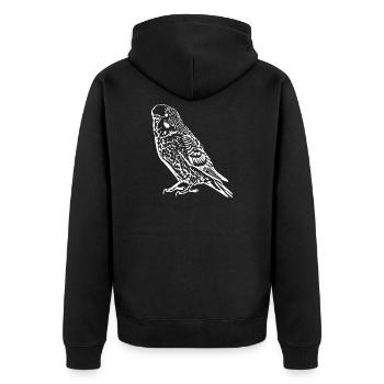 Wellensittich Vogel weiß - Unisex Premium Bio Zip Hoodie - Schwarz - Hinten - Nico (187cm)