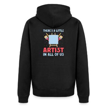 Artist Painter Graphic Little Artist In All Of Us - Unisex Premium Organic Zip Hoodie - black - Back - Nico (187cm)