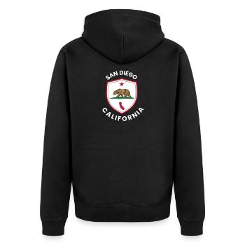 Drapeau de l’Ours de San Diego - Veste à capuche bio Premium Unisexe - noir - Dos - Nico (187cm)