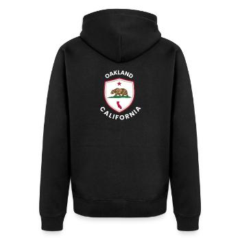 Emblem der Oakland-Bärenflagge - Unisex Premium Bio Zip Hoodie - Schwarz - Hinten - Nico (187cm)