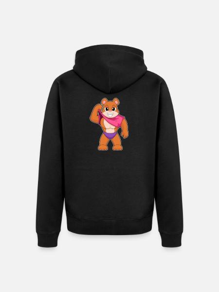 Bear Bodybuilder Bodybuilding Sport - Unisex Premium Organic Zip Hoodie - black