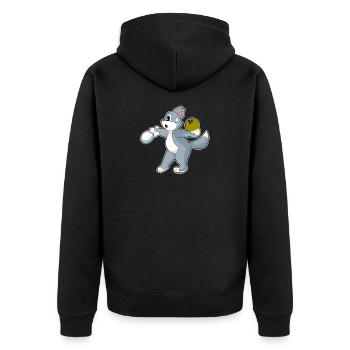 Katze Bowling Bowlingkugel Pin - Unisex Premium Bio Zip Hoodie - Schwarz - Hinten - Nico (187cm)