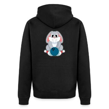 Hase Bowling Bowlingkugel Pin - Unisex Premium Bio Zip Hoodie - Schwarz - Hinten - Nico (187cm)