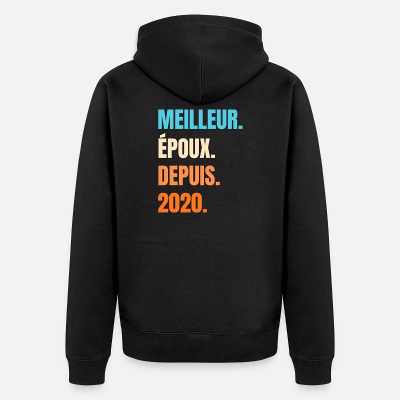 Bester Ehemann seit 2020 Geschenk-Ehemann - Unisex Premium Bio Zip Hoodie - Schwarz