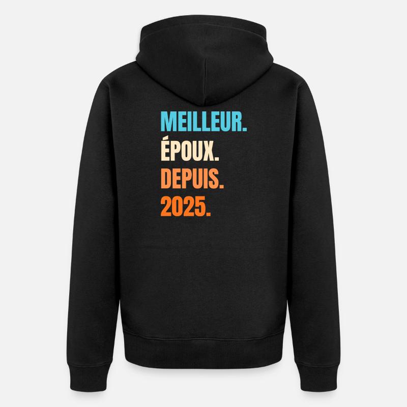 Bester Ehemann seit 2025 Geschenk-Ehemann - Unisex Premium Bio Zip Hoodie - Schwarz