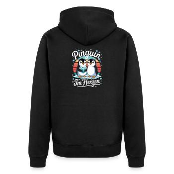  Pinguin Im Herzen Süße Pinguin Liebe Für Pinguin - Unisex Premium Bio Zip Hoodie - Schwarz - Hinten - Nico (187cm)