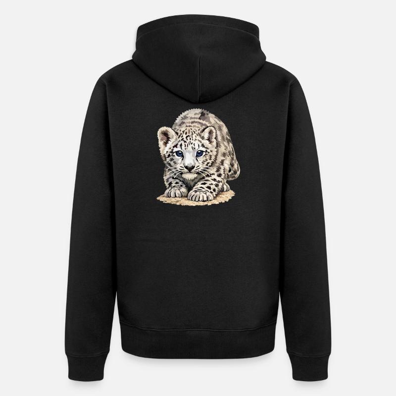 Sia Léopard des neiges - Veste à capuche bio Premium Unisexe - noir