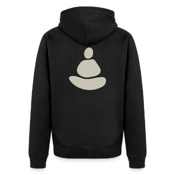 Minimalistische Zen-Meditation - Unisex Premium Bio Zip Hoodie - Schwarz - Hinten - Nico (187cm)