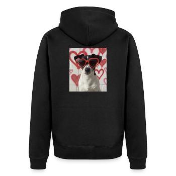 Herzbrille Hund im Graffiti Herz - Unisex Premium Bio Zip Hoodie - Schwarz - Hinten - Nico (187cm)