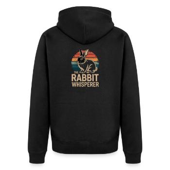 The Rabbit Whisperer Hasen Flüsterer Kaninchen - Unisex Premium Organic Zip Hoodie - black - Back - Nico (187cm)