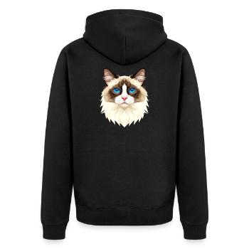 Ragdoll Katze Ragdollkatze Cat Süße Ragdoll Katzen - Unisex Premium Bio Zip Hoodie - Schwarz - Hinten - Nico (187cm)