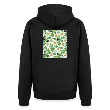 Alpes des montagnes florales alpines féminines d’Edelweiss - Veste à capuche bio Premium Unisexe - noir - Dos - Nico (187cm)