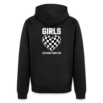 Car Racing Sayings Girl Racing Car Gift - Unisex Premium Organic Zip Hoodie - black - Back - Nico (187cm)