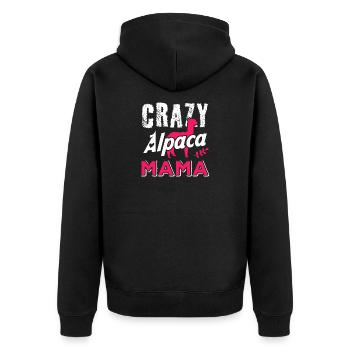 Crazy Alpaca Mama Funny Alpaca Lover Design - Unisex Premium Organic Zip Hoodie - black - Back - Nico (187cm)