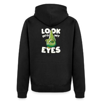 Regarde-moi dans les yeux, design caméléon drôle - Veste à capuche bio Premium Unisexe - noir - Dos - Nico (187cm)