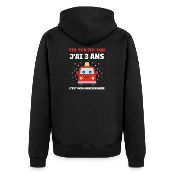 3 Jahre - Unisex Premium Bio Zip Hoodie - Schwarz - Hinten - Nico (187cm)