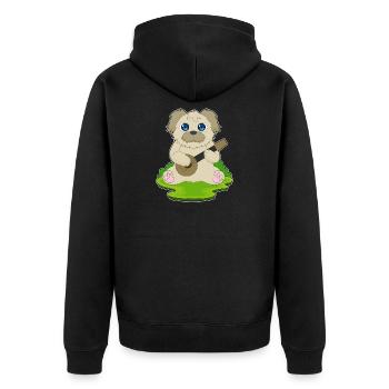 Hund Musiker Gitarre Musik - Unisex Premium Bio Zip Hoodie - Schwarz - Hinten - Nico (187cm)