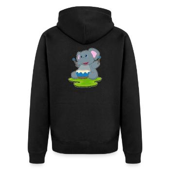 Elephant Musician Drum Music - Unisex Premium Organic Zip Hoodie - black - Back - Nico (187cm)