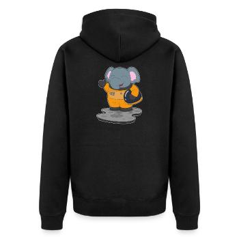 Elephant Astronaut Space - Unisex Premium Organic Zip Hoodie - black - Back - Nico (187cm)