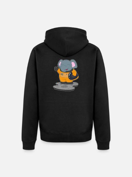 Elephant Astronaut Space - Unisex Premium Organic Zip Hoodie - black