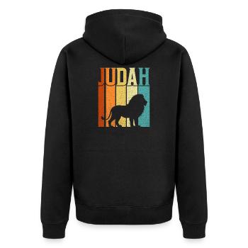 Bible chrétienne de la croix de Jésus, Lion Judah - Veste à capuche bio Premium Unisexe - noir - Dos - Nico (187cm)