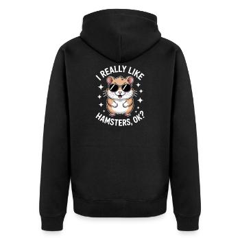 Hamster Sprüche Hamster Lustiges Hamster Geschenk  - Unisex Premium Bio Zip Hoodie - Schwarz - Hinten - Nico (187cm)