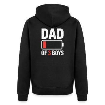 Papa de 3 garçons Batterie faible - Veste à capuche bio Premium Unisexe - noir - Dos - Nico (187cm)