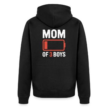 Graphique de la batterie maman de 3 garçons - Veste à capuche bio Premium Unisexe - noir - Dos - Nico (187cm)
