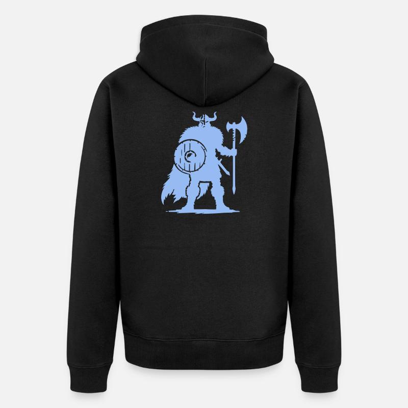 Guerrier viking avec hache et bouclier - Veste à capuche bio Premium Unisexe - noir
