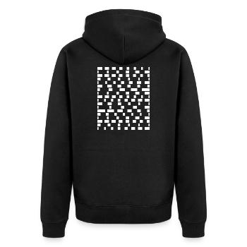 Pixel Grid Monochrom - Unisex Premium Bio Zip Hoodie - Schwarz - Hinten - Nico (187cm)