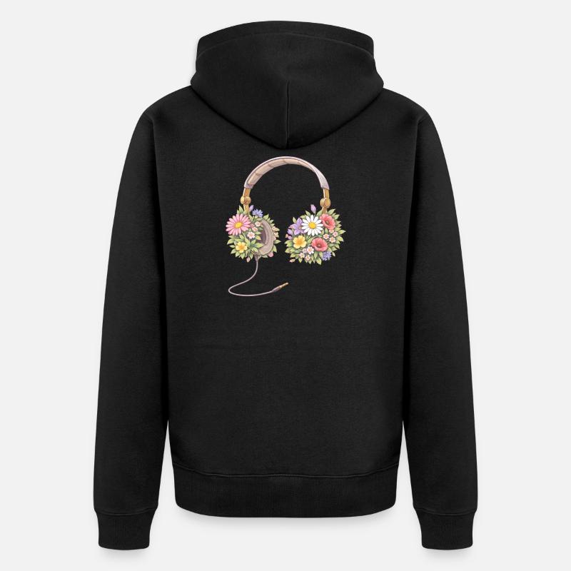 Casque avec illustration de fleurs - Veste à capuche bio Premium Unisexe - noir