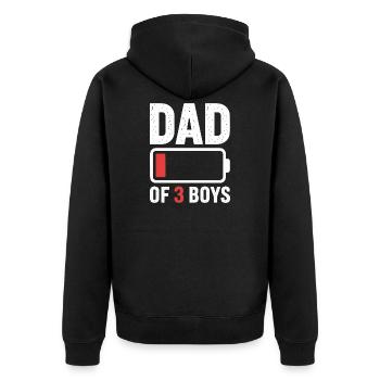 Papa de 3 garçons Pride - Veste à capuche bio Premium Unisexe - noir - Dos - Nico (187cm)