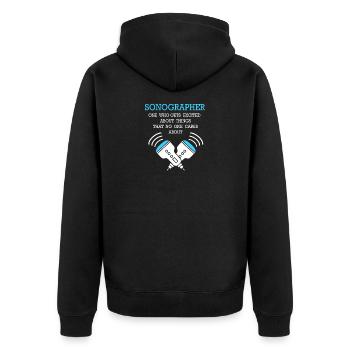 Ultraschall - Unisex Premium Bio Zip Hoodie - Schwarz - Hinten - Nico (187cm)