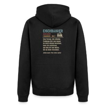 Railwayman Definition Railway Locomotive - Unisex Premium Organic Zip Hoodie - black - Back - Nico (187cm)