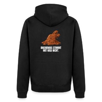 Schokoladenhase Ostern Hasi - Unisex Premium Bio Zip Hoodie - Schwarz - Hinten - Nico (187cm)