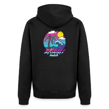 Miami Beach Palmenwelle - Unisex Premium Bio Zip Hoodie - Schwarz - Hinten - Nico (187cm)