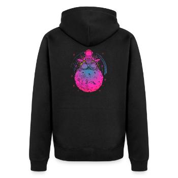 Astronaute néon sur une lune colorée - Veste à capuche bio Premium Unisexe - noir - Dos - Nico (187cm)