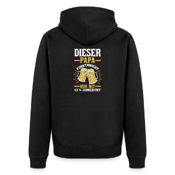 Bière, fête des pères, papa, papa - Veste à capuche bio Premium Unisexe - noir - Dos - Nico (187cm)