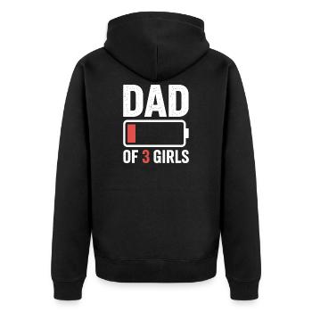 T-shirt Icône de la batterie Papa de trois filles - Veste à capuche bio Premium Unisexe - noir - Dos - Nico (187cm)