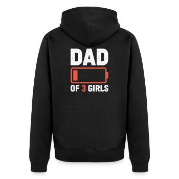Icône de piles Papa de 3 filles - Veste à capuche bio Premium Unisexe - noir - Dos - Nico (187cm)