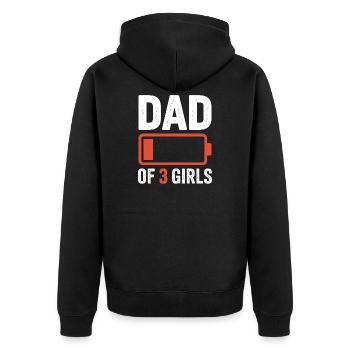 Papa de 3 filles Battery Pride - Veste à capuche bio Premium Unisexe - noir - Dos - Nico (187cm)