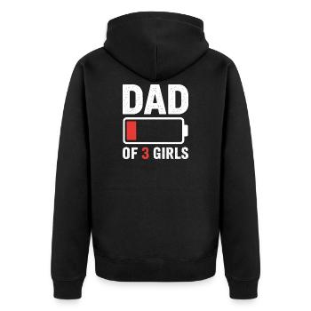 Dad of 3 Girls Battery Low - Unisex Premium Organic Zip Hoodie - black - Back - Nico (187cm)