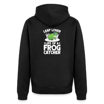 Frog Catcher Leap Lover Frog - Unisex Premium Bio Zip Hoodie - Schwarz - Hinten - Nico (187cm)