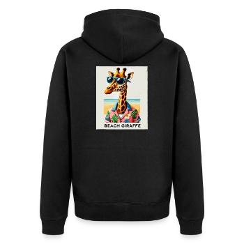 Strand-Giraffe mit Sonnenbrille - Unisex Premium Bio Zip Hoodie - Schwarz - Hinten - Nico (187cm)
