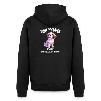 Sint-Bernhardiner-Hundepyjama-Humor - Unisex Premium Bio Zip Hoodie - Schwarz - Hinten - Nico (187cm)