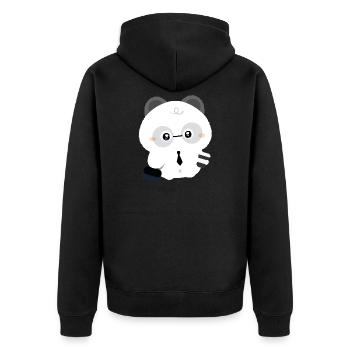 Müder Panda - Unisex Premium Bio Zip Hoodie - Schwarz - Hinten - Nico (187cm)