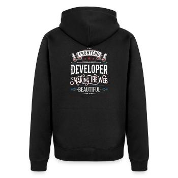 Frontend Entwickler – Web Schön Gestalten - Unisex Premium Bio Zip Hoodie - Schwarz - Hinten - Nico (187cm)