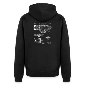 Esquisse du plan Zeppelin - Veste à capuche bio Premium Unisexe - noir - Dos - Nico (187cm)
